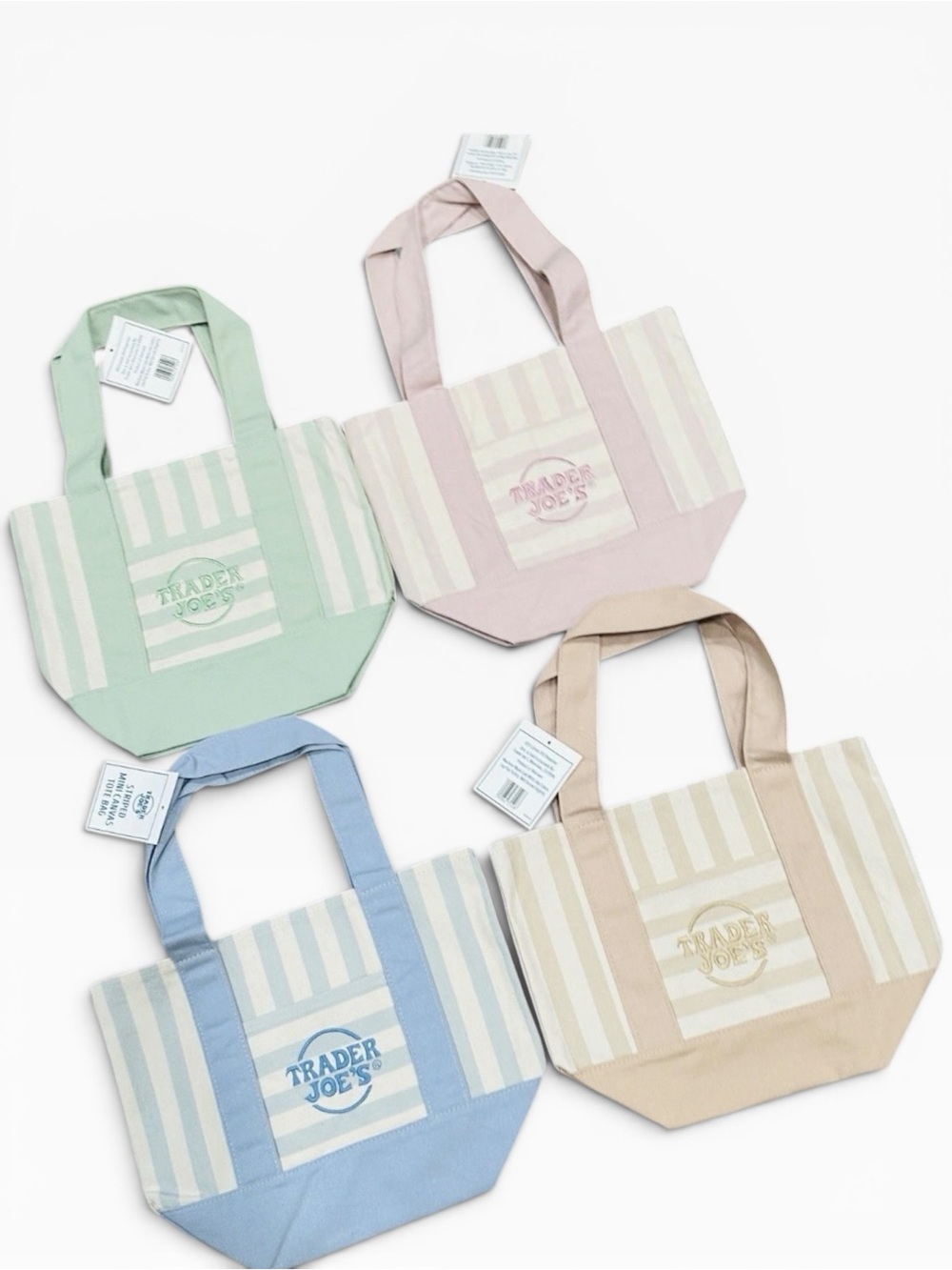 NWT Trader Joe's Striped Canvas Mini Tote Set of 4 Summer 2026